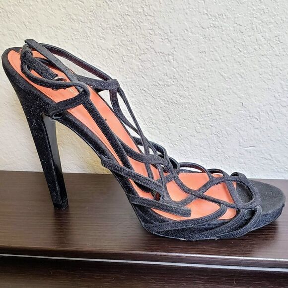 Via Spiga promise black glitter strappy heels 10 - Picture 3 of 7